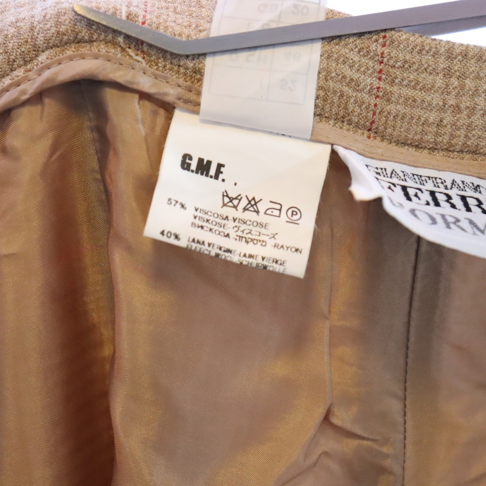 Gianfranco Ferre Forma Trousers 16 Beige Womens Wool Blend Plaid Pants - Picture 5 of 5
